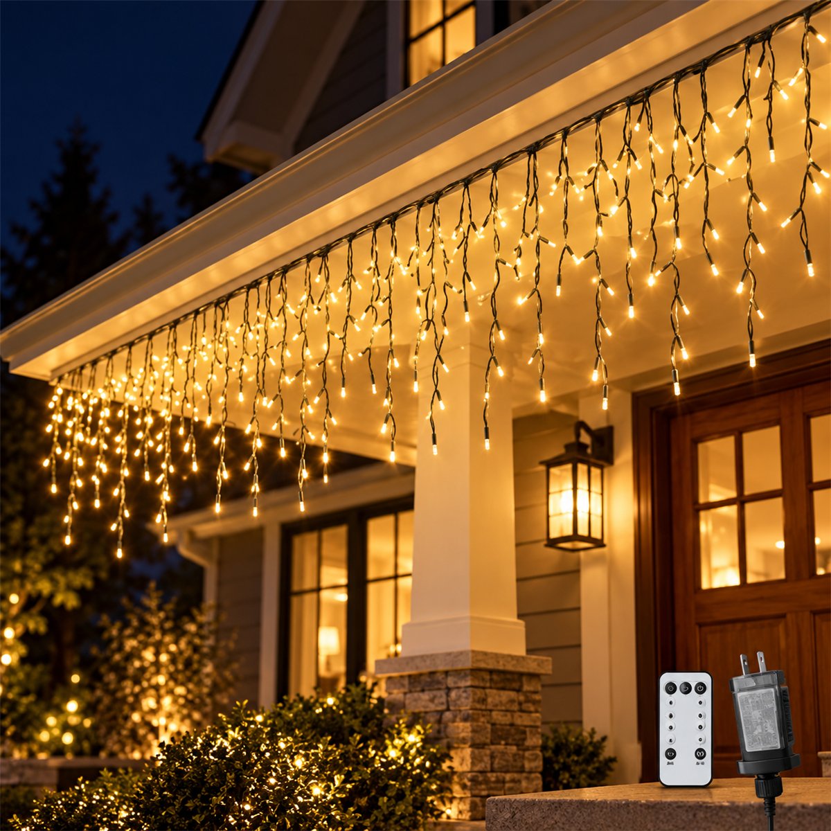 Warm White Icicle Curtain Lights, 105 ft, 1,000 LEDs