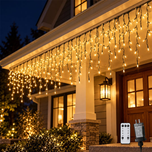 Warm White Icicle Curtain Lights, 105 ft, 1,000 LEDs
